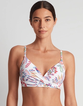Fleurette Single Strap Twist Underwired Bra Bikini Top - White Floral