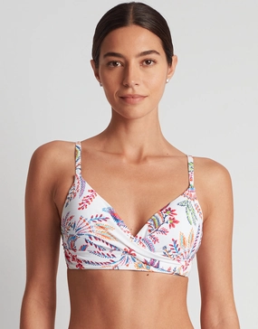 Fleurette Single Strap Twist Underwired Bra Bikini Top - White Floral