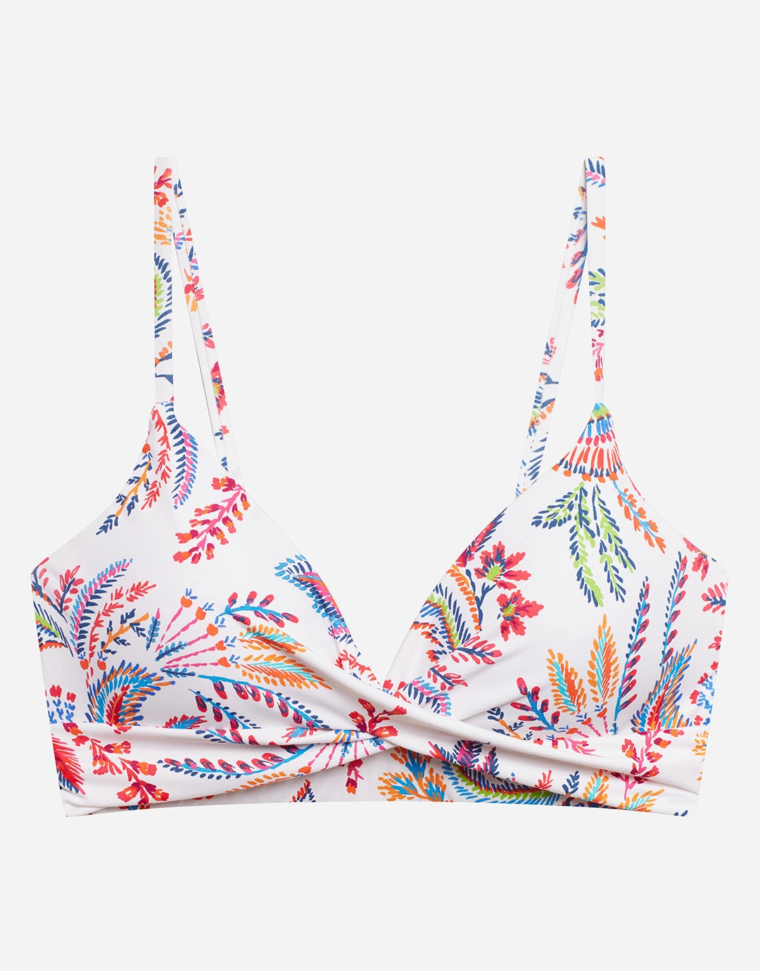 Fleurette Single Strap Twist Underwired Bra Bikini Top - White Floral