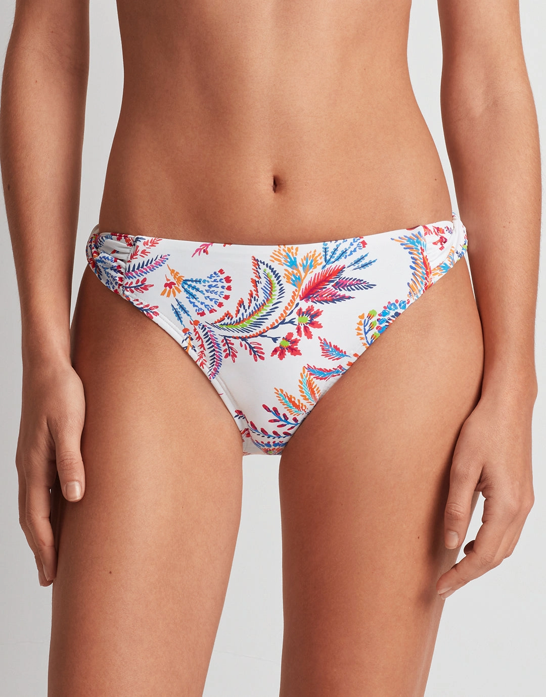 Fleurette Twist Side Tab Hipster Bikini Pant - White Floral