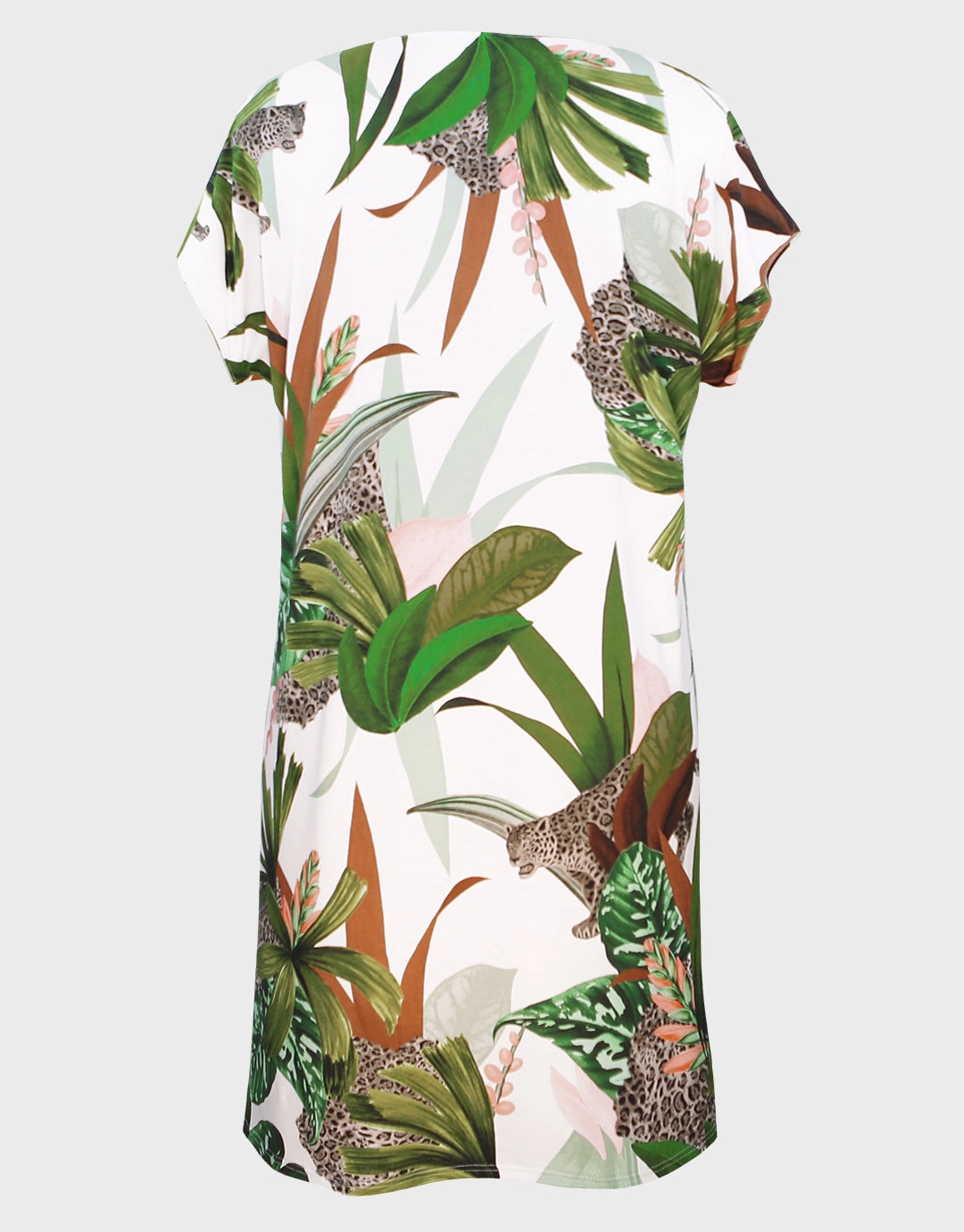Floral Safari Beach Dress - White Jungle