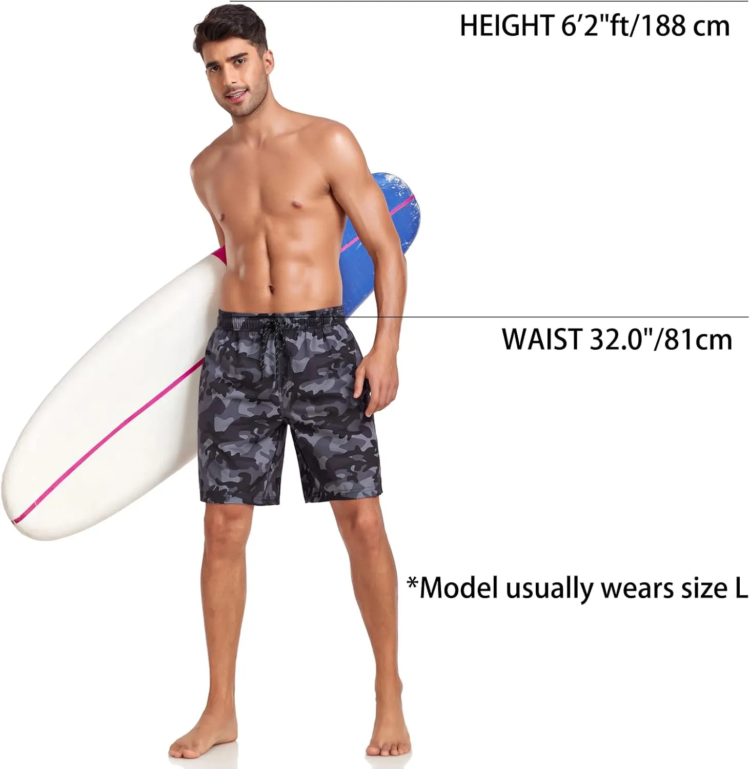 Flytop Mens Swim Trunks Quick Dry Board Shorts with Zipper Pockets Bathing Suit