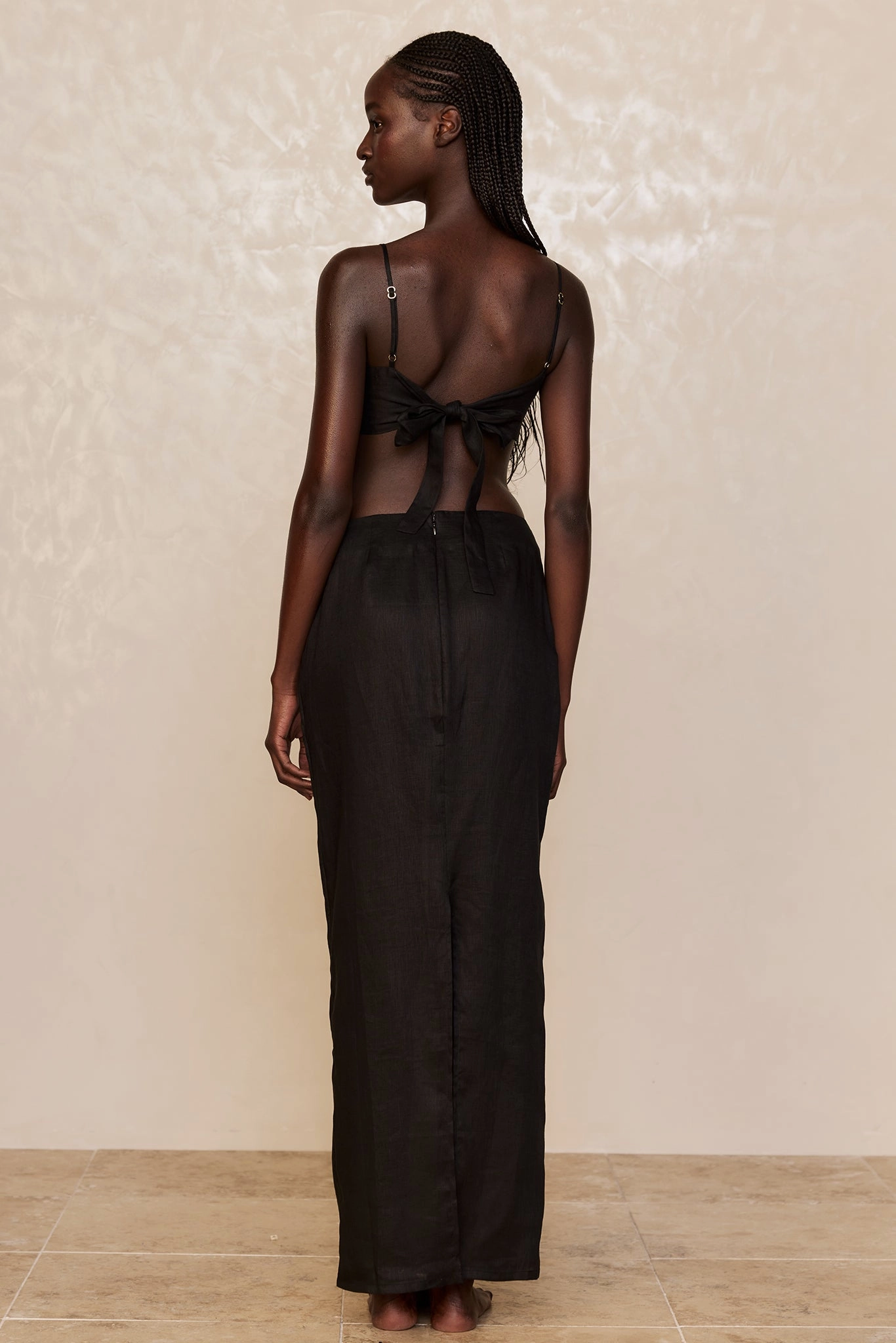 Fontelina Linen Skirt - Black Linen
