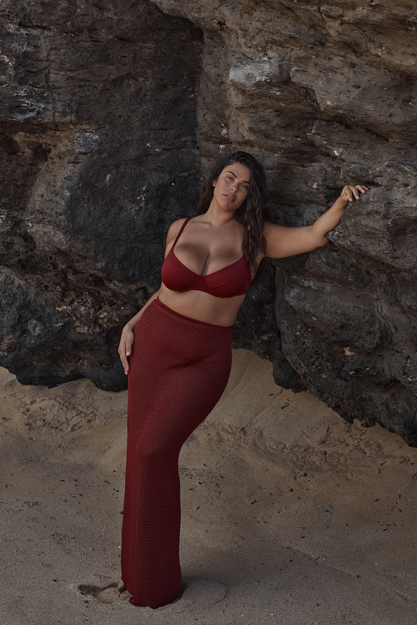 Fontelina Skirt - Burgundy Treble Knit