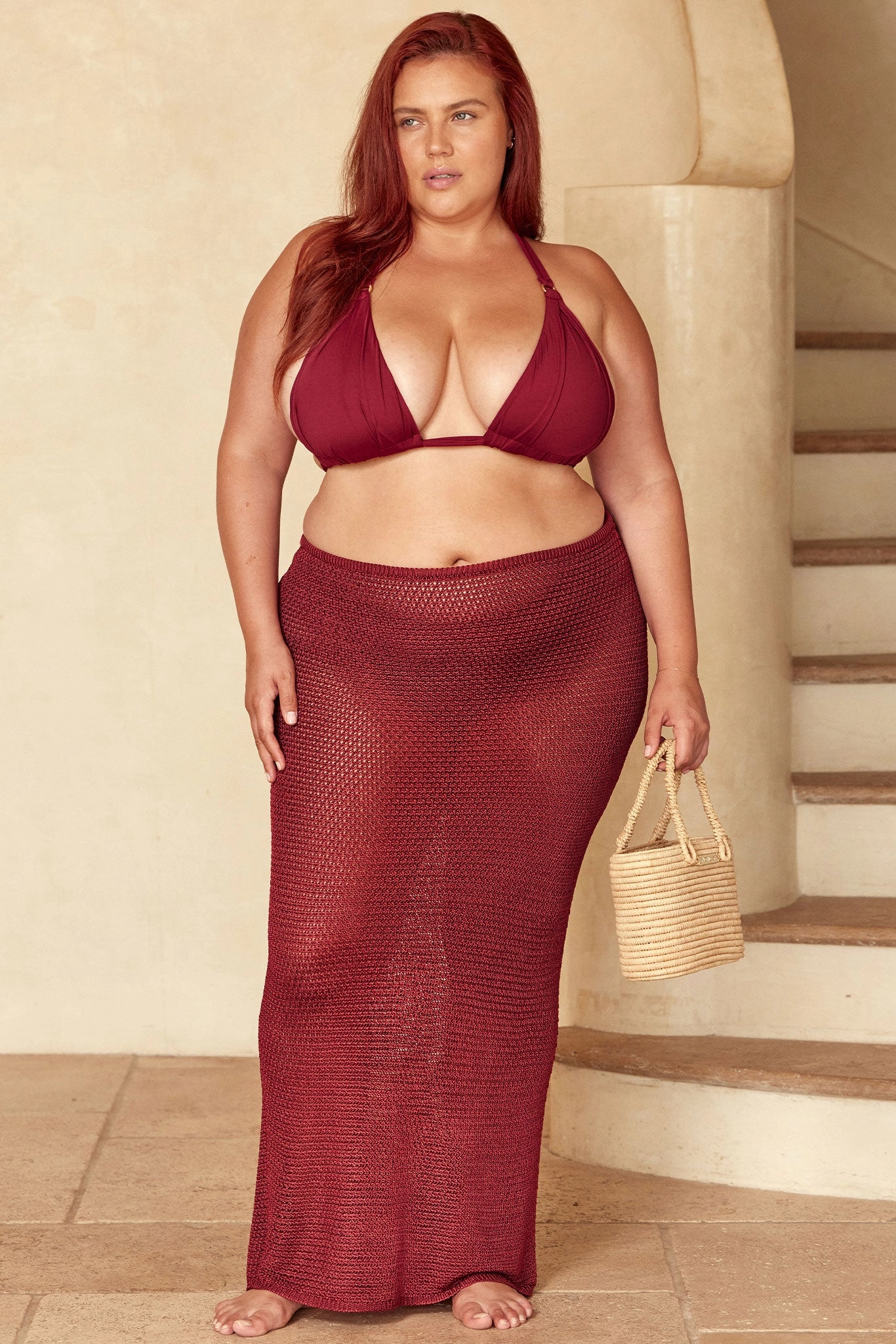 Fontelina Skirt - Burgundy Treble Knit