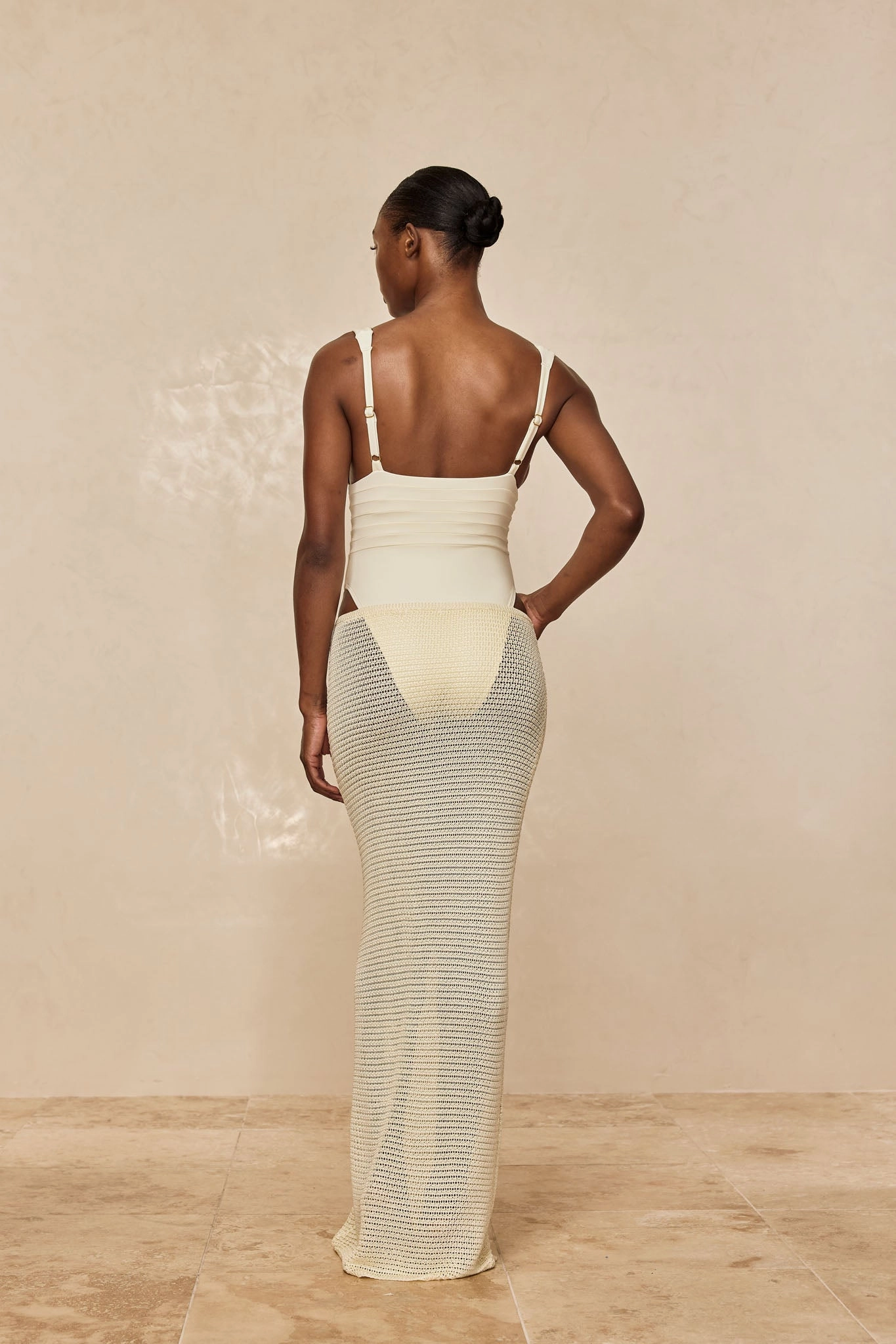 Fontelina Skirt - Ivory Shiny Treble Knit