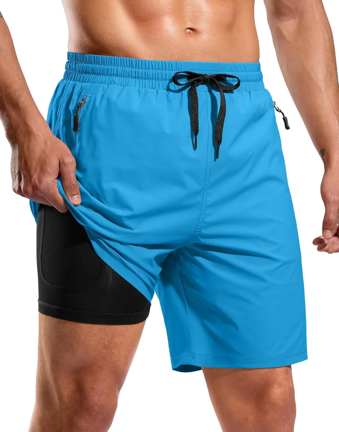 G Gradual Mens Swim Trunks with Compression Liner 7" Quick Dry Board Shorts Swimsuit Bathing Suit for Men with Zipper Pockets