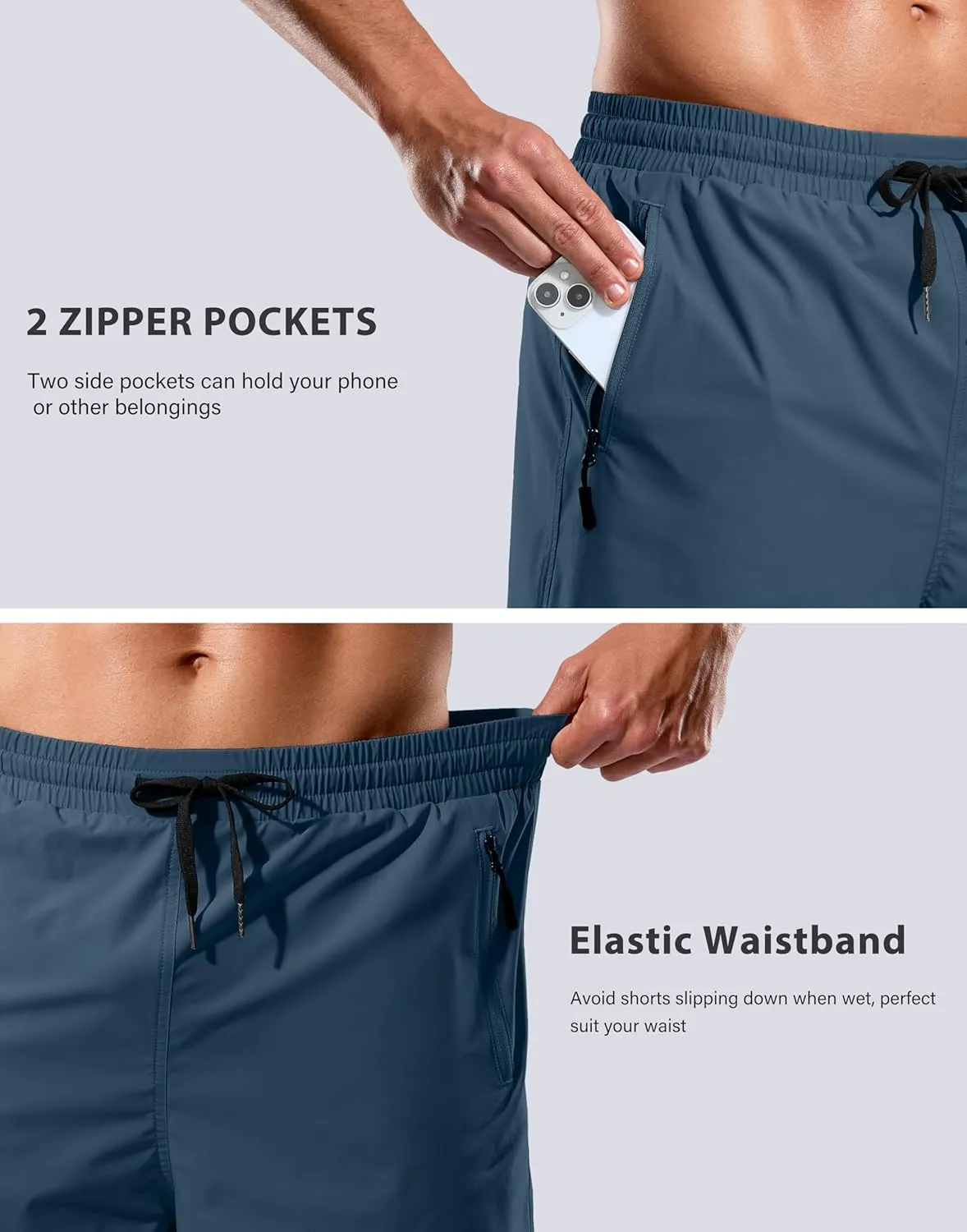 G Gradual Mens Swim Trunks with Compression Liner 7" Quick Dry Board Shorts Swimsuit Bathing Suit for Men with Zipper Pockets