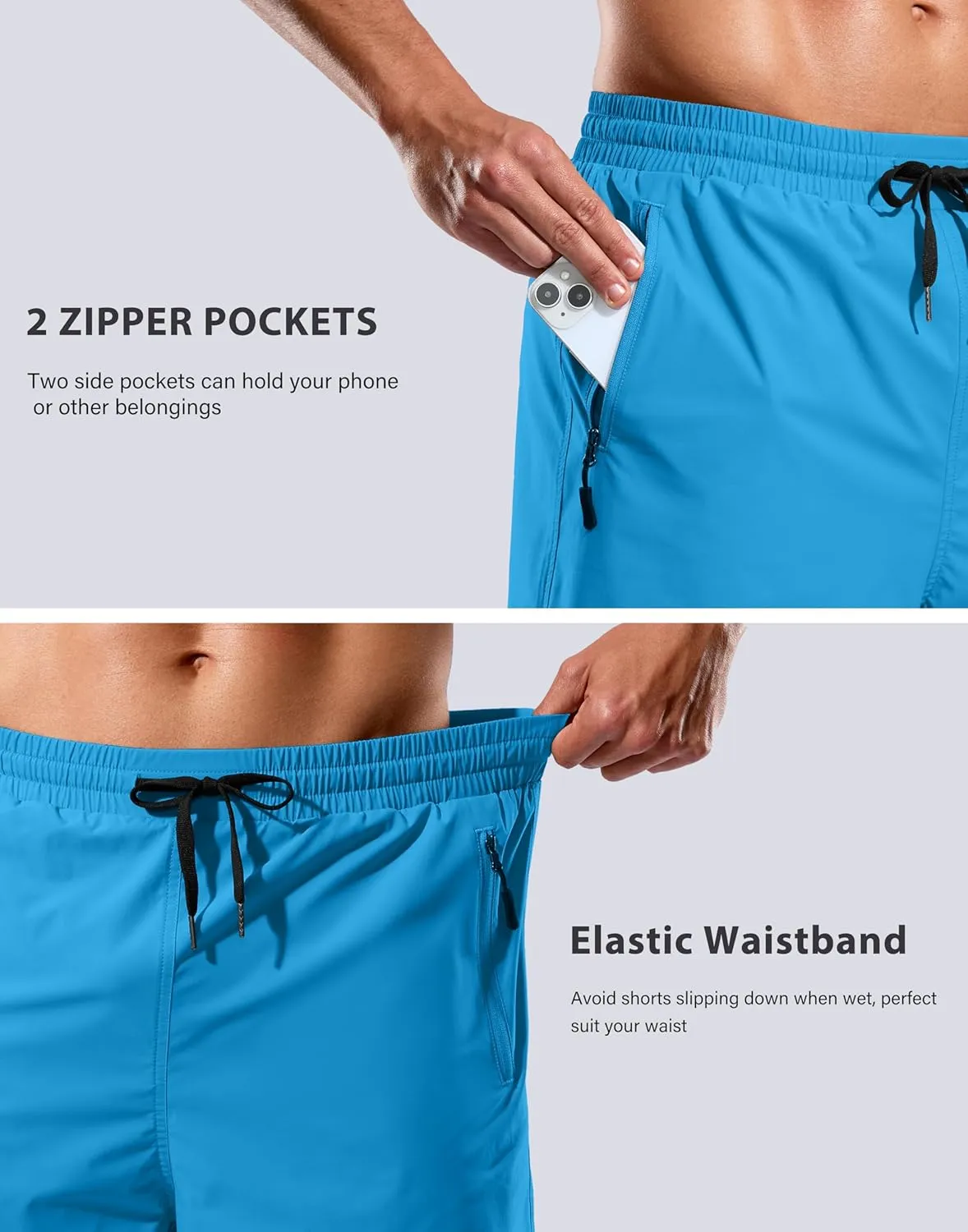 G Gradual Mens Swim Trunks with Compression Liner 7" Quick Dry Board Shorts Swimsuit Bathing Suit for Men with Zipper Pockets