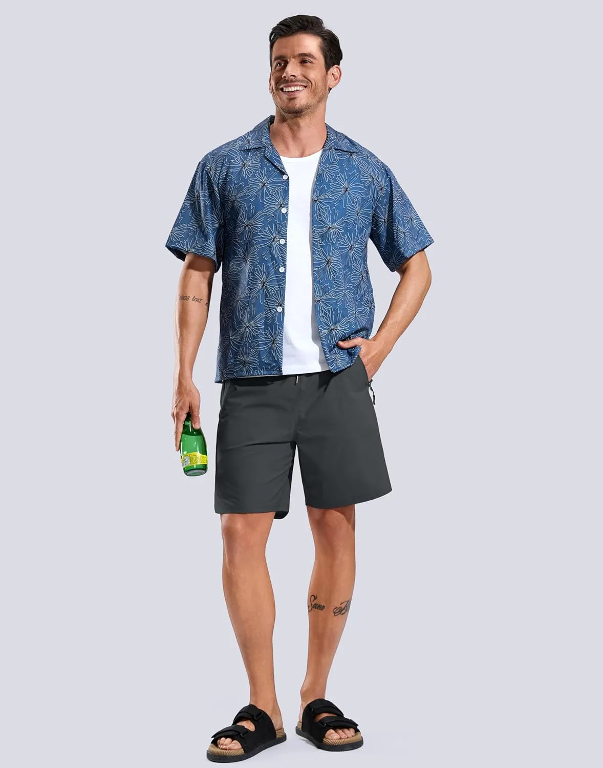 G Gradual Mens Swim Trunks with Compression Liner 7" Quick Dry Board Shorts Swimsuit Bathing Suit for Men with Zipper Pockets