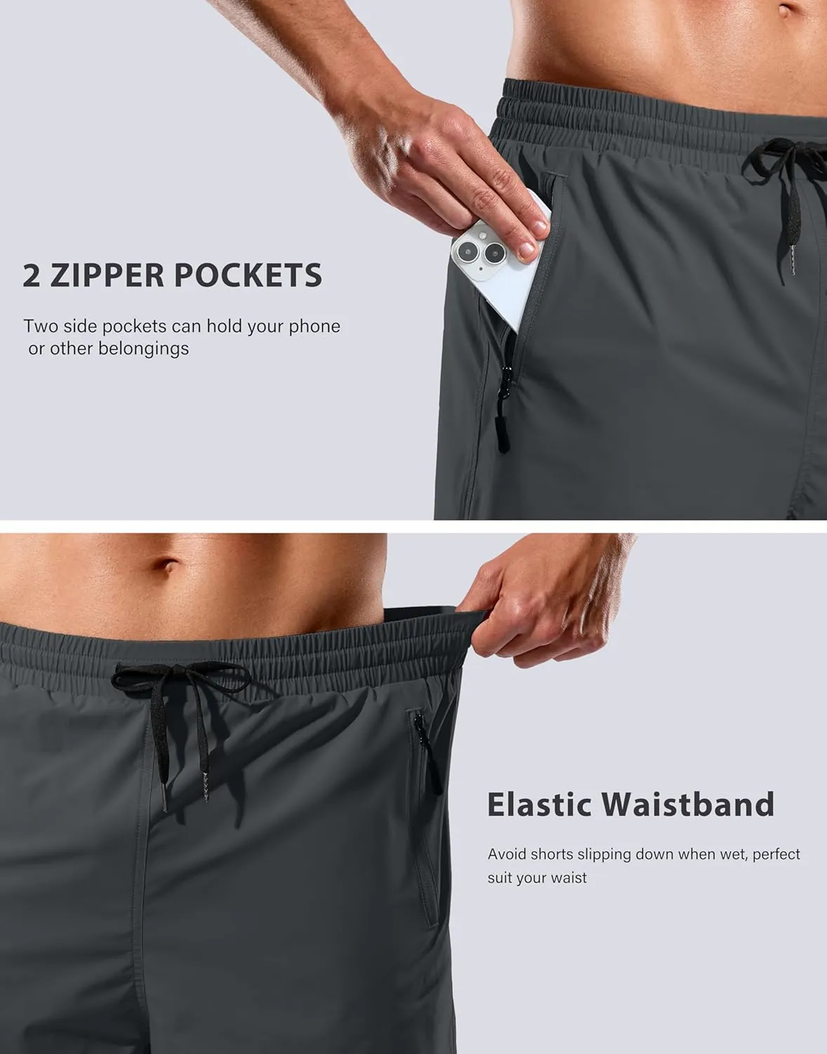 G Gradual Mens Swim Trunks with Compression Liner 7" Quick Dry Board Shorts Swimsuit Bathing Suit for Men with Zipper Pockets