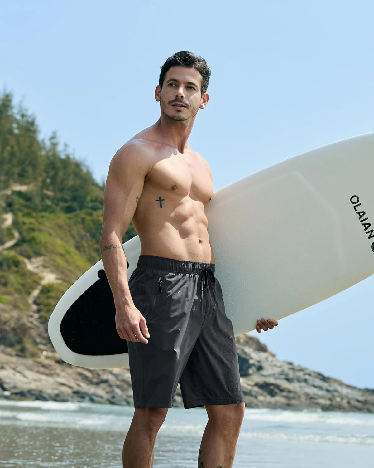 G Gradual Men's Swim Trunks 9" Quick Dry Swimming Board Shorts with Zipper Pockets Swimwear Bathing Suit for Men No Liner