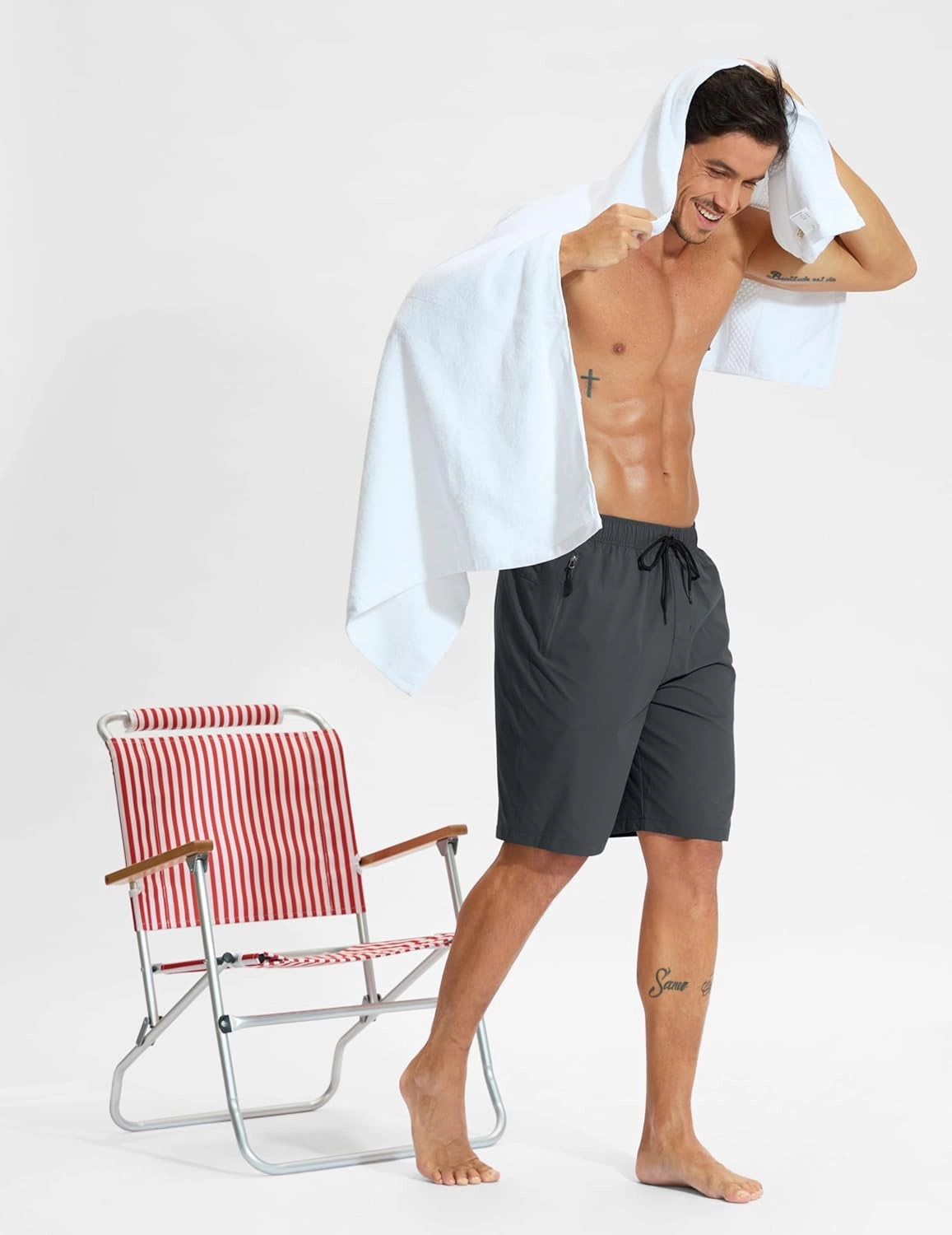 G Gradual Men's Swim Trunks 9" Quick Dry Swimming Board Shorts with Zipper Pockets Swimwear Bathing Suit for Men No Liner