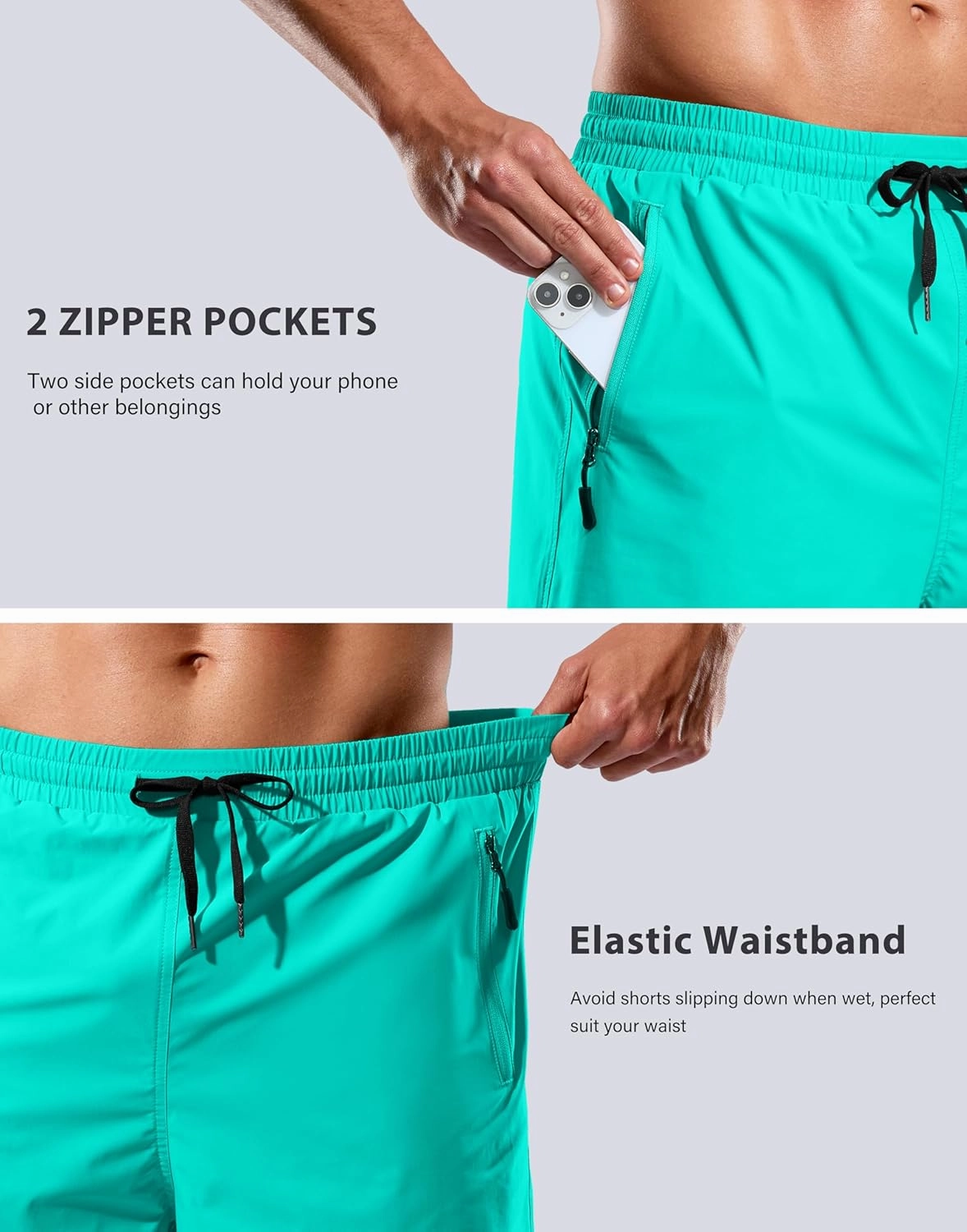 G Gradual Mens Swim Trunks with Compression Liner 7" Quick Dry Board Shorts Swimsuit Bathing Suit for Men with Zipper Pockets