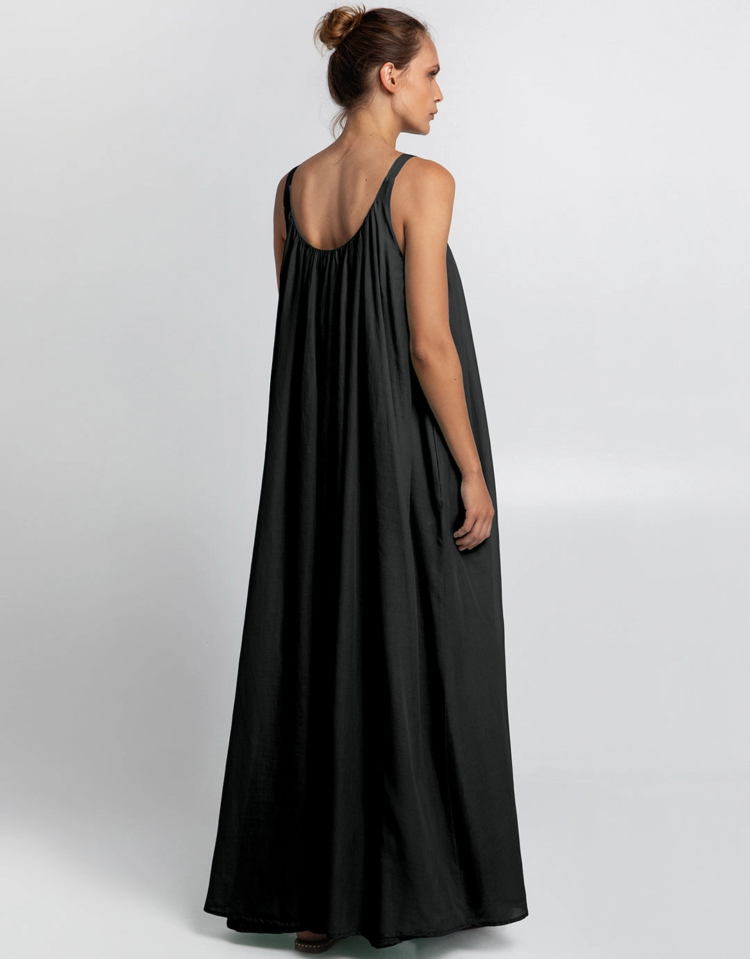 Gathered Maxi Dress - Black