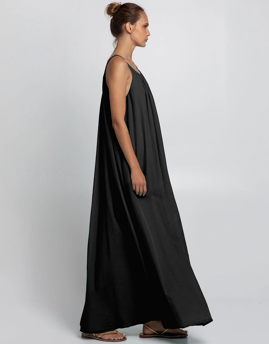 Gathered Maxi Dress - Black