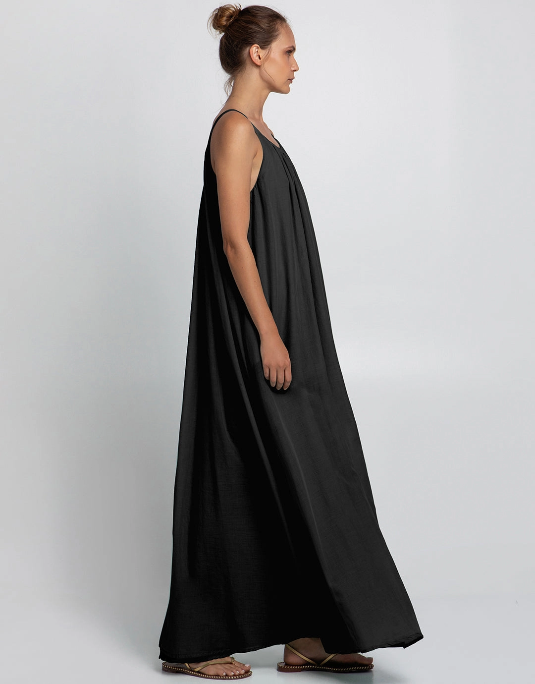 Gathered Maxi Dress - Black