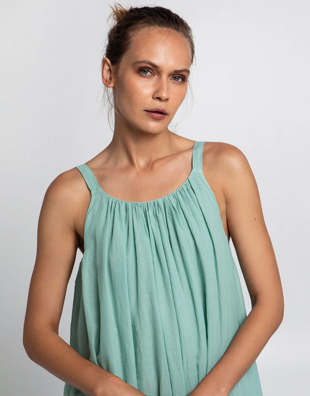 Gathered Maxi Dress - Sea Green