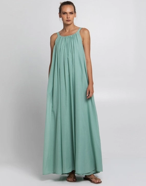 Gathered Maxi Dress - Sea Green