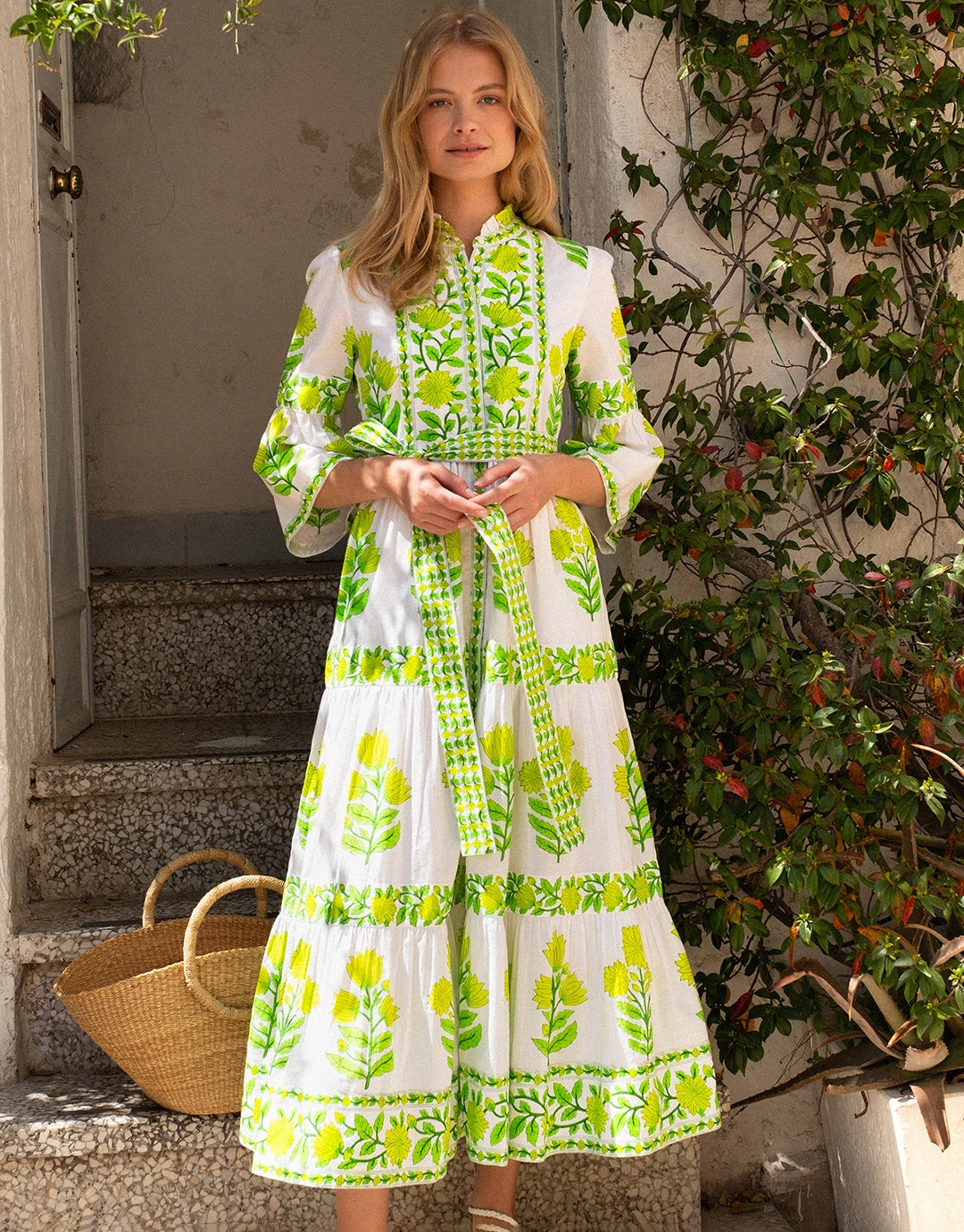 Gemma Dress - Lime Botanics