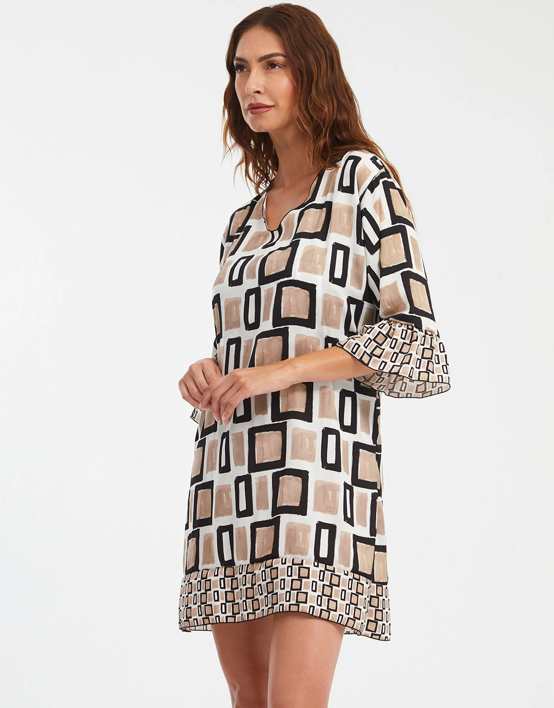 Geo Beach Dress - Black White and Gold