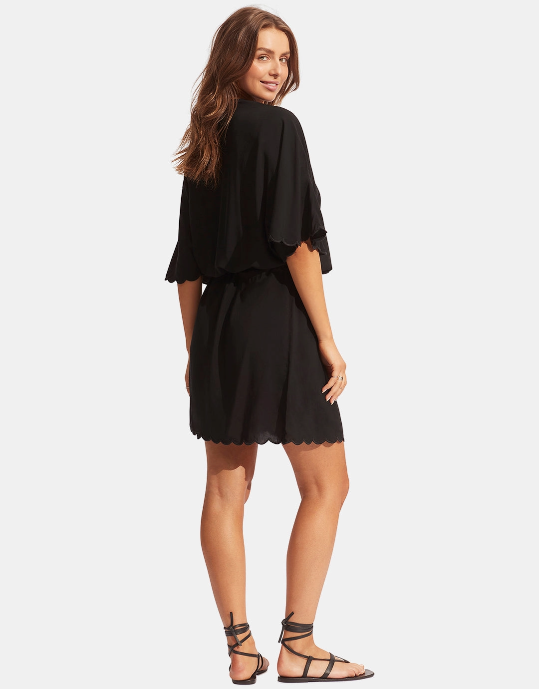 Gia Scallop Kaftan - Black