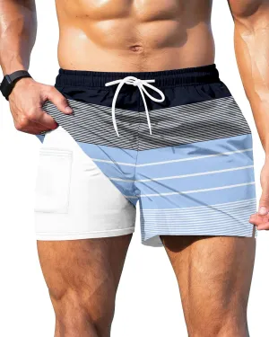 GIISAM Men's Swim Trunks, Bathing Suit 4 inch Inseam Quick Dry Swimsuit Beach Shorts with Compression Liner