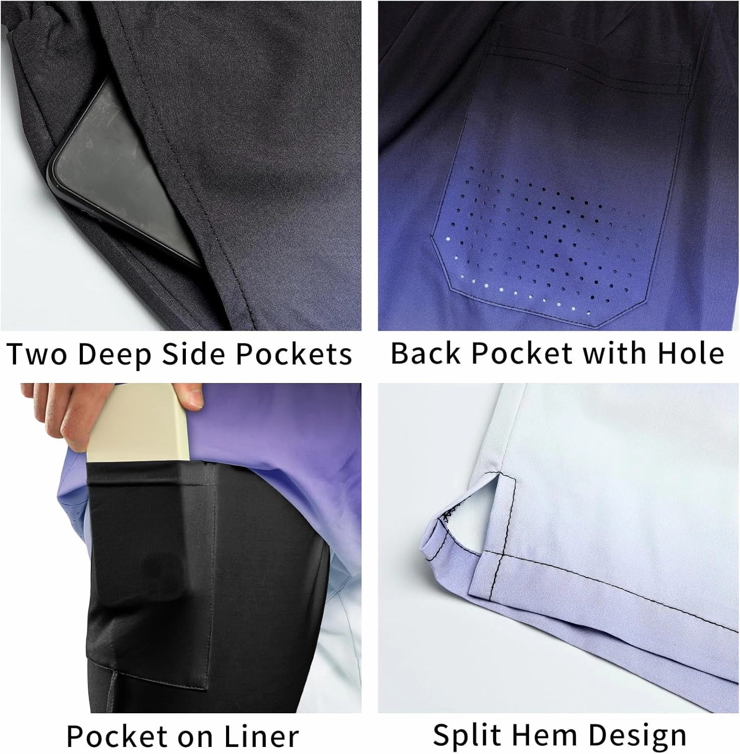 GINGTTO Mens Board Shorts 7 Inch Inseam Beach Swim Trunks for Men with Compression Liner