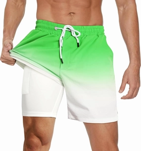GINGTTO Mens Board Shorts 7 Inch Inseam Beach Swim Trunks for Men with Compression Liner