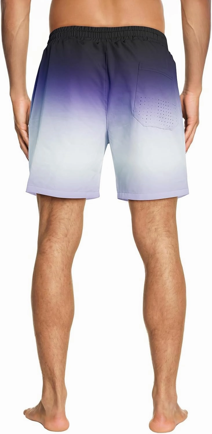 GINGTTO Mens Board Shorts 7 Inch Inseam Beach Swim Trunks for Men with Compression Liner