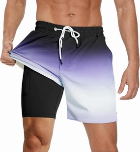 GINGTTO Mens Board Shorts 7 Inch Inseam Beach Swim Trunks for Men with Compression Liner
