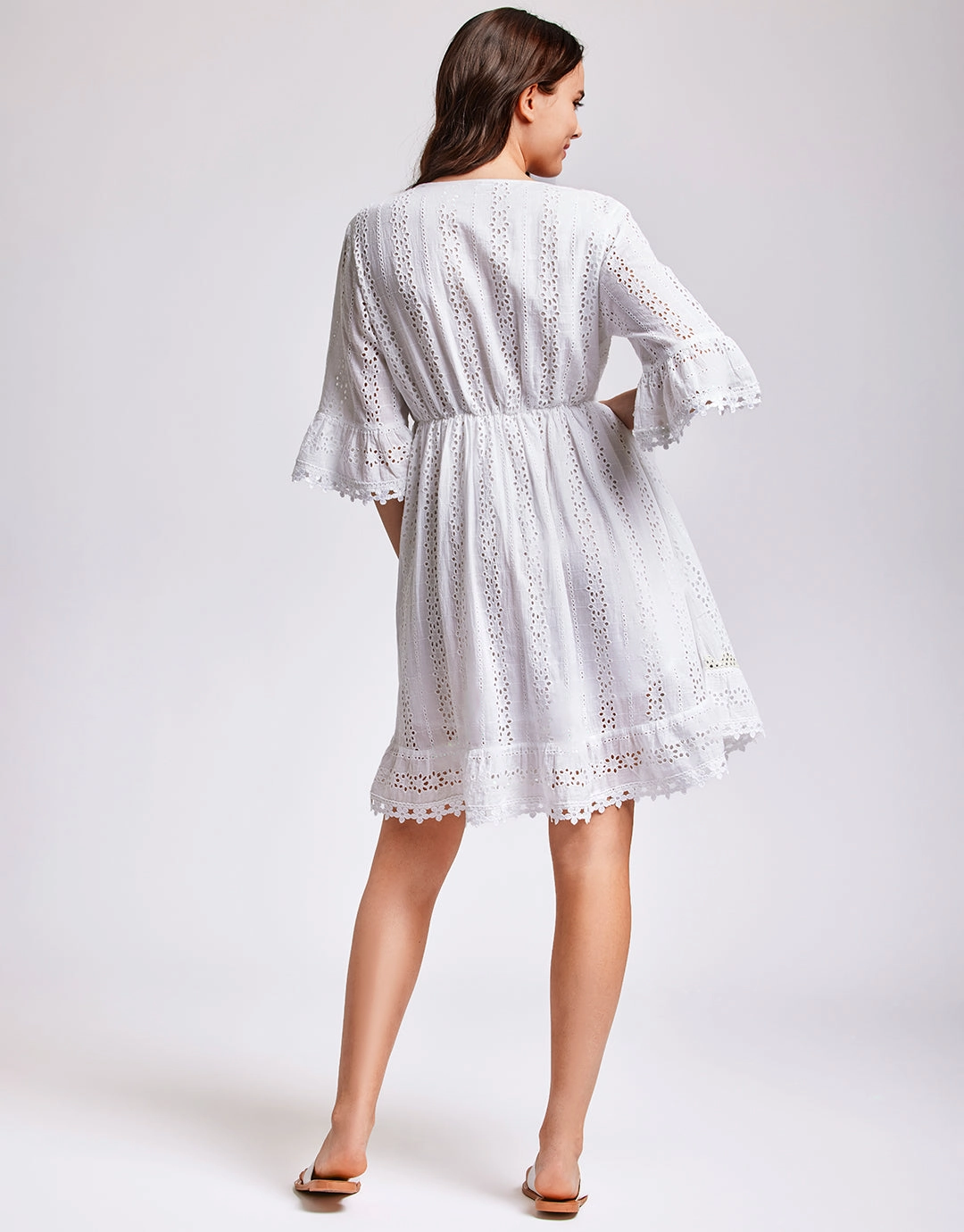 Giorgia 3/4 Sleeve Dress - White
