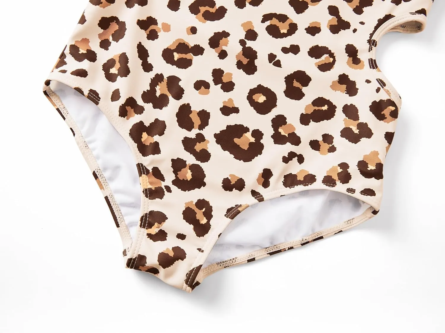 Girls One Piece Leopard Print Swimsuits - Bathing Suit with Adjustable Straps Palm Tree Print Swimwear Size 6X-16