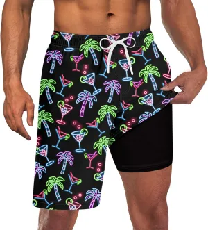 Goodstoworld Mens Swim Trunks with Compression Liner 9'' Inseam Quick Dry Swimsuit Shorts M-3XL