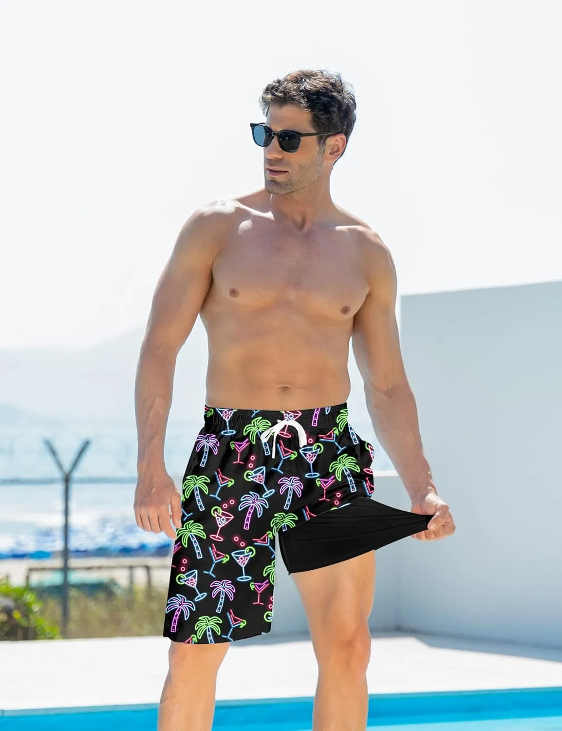 Goodstoworld Mens Swim Trunks with Compression Liner 9'' Inseam Quick Dry Swimsuit Shorts M-3XL