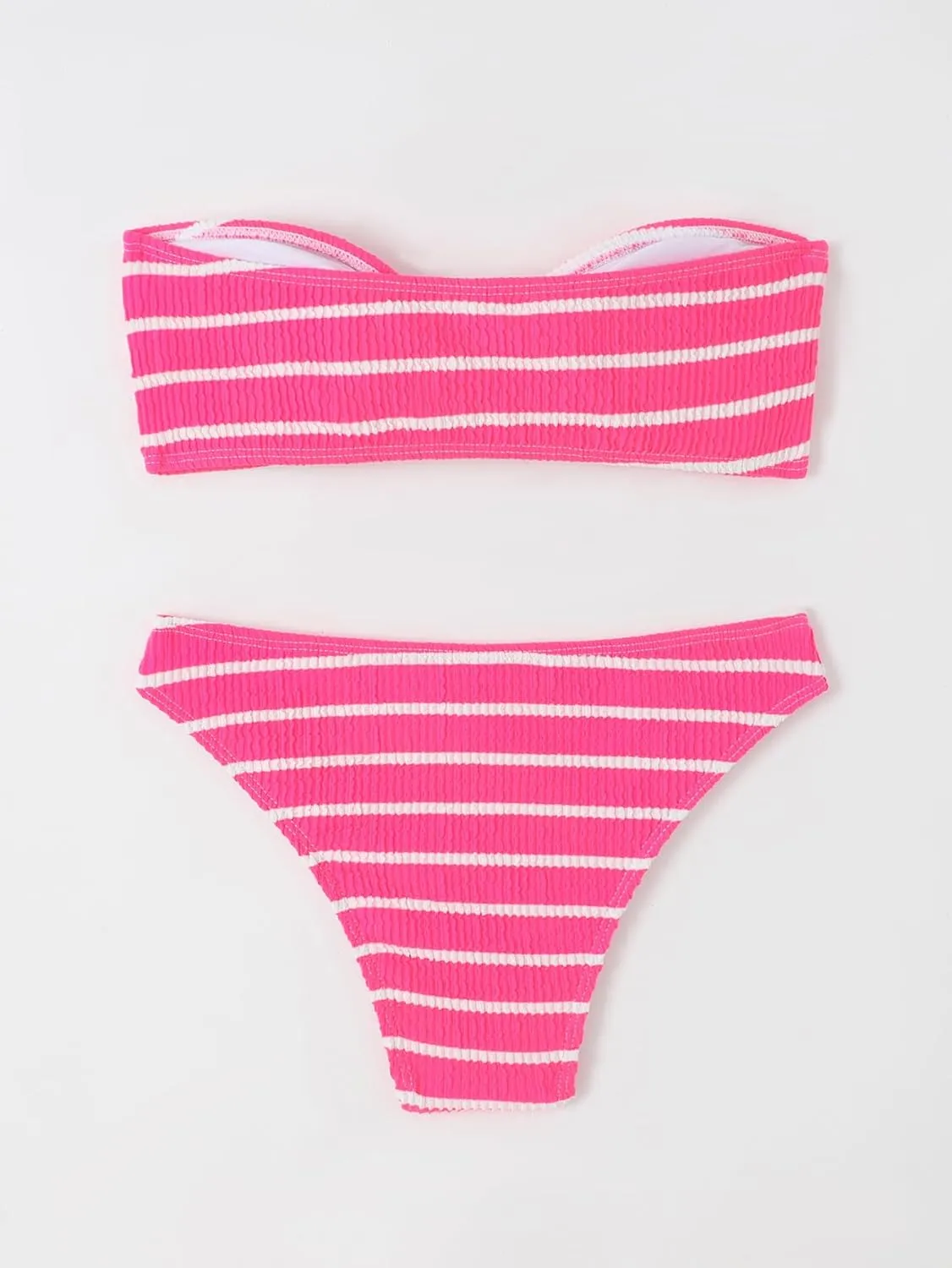 GORGLITTER Women's 2 Piece Strapless Swimsuit Striped Bandeau High Waisted Thong Bikini Set Bathing Suit