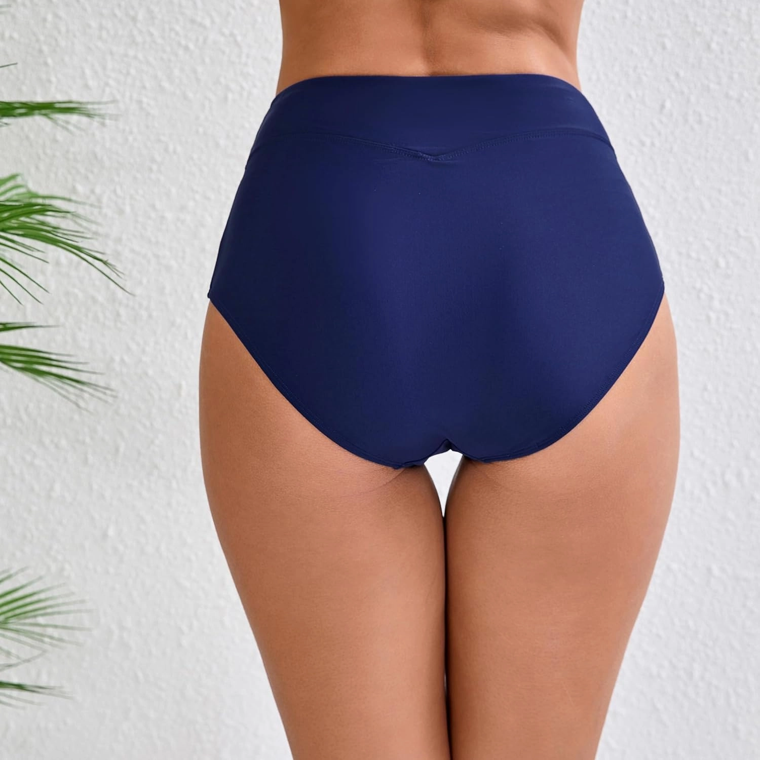 Halcurt Women's Cross High Waisted Bikini Bottoms Full Coverage Swimsuit Bottoms