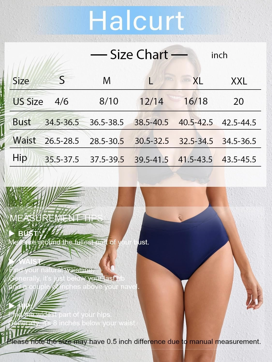 Halcurt Women's Cross High Waisted Bikini Bottoms Full Coverage Swimsuit Bottoms