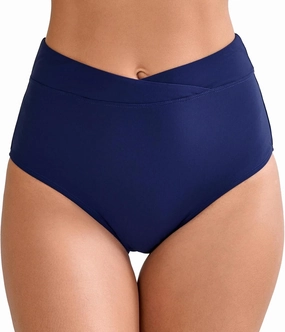 Halcurt Women's Cross High Waisted Bikini Bottoms Full Coverage Swimsuit Bottoms