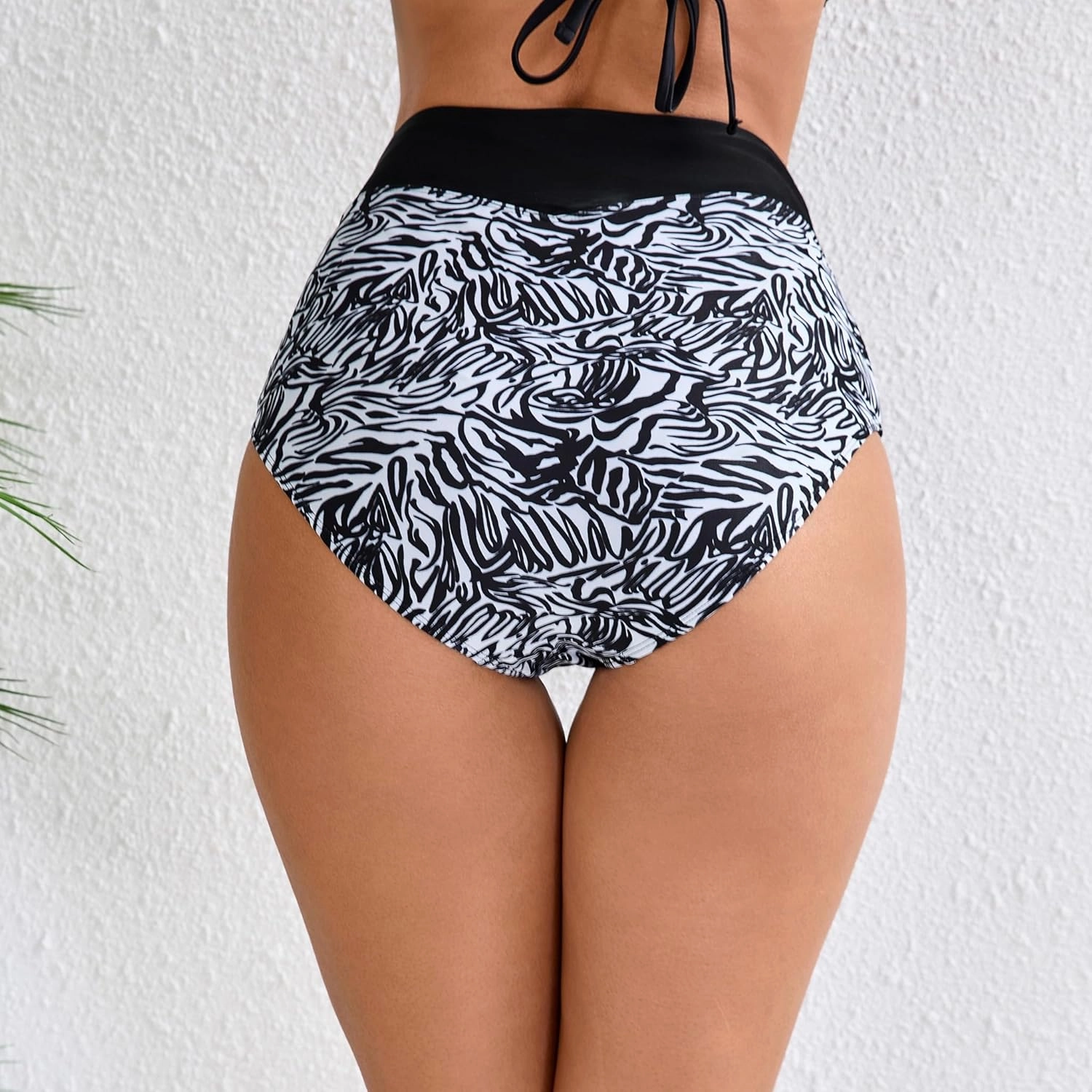 Halcurt Women's Cross High Waisted Bikini Bottoms Full Coverage Swimsuit Bottoms