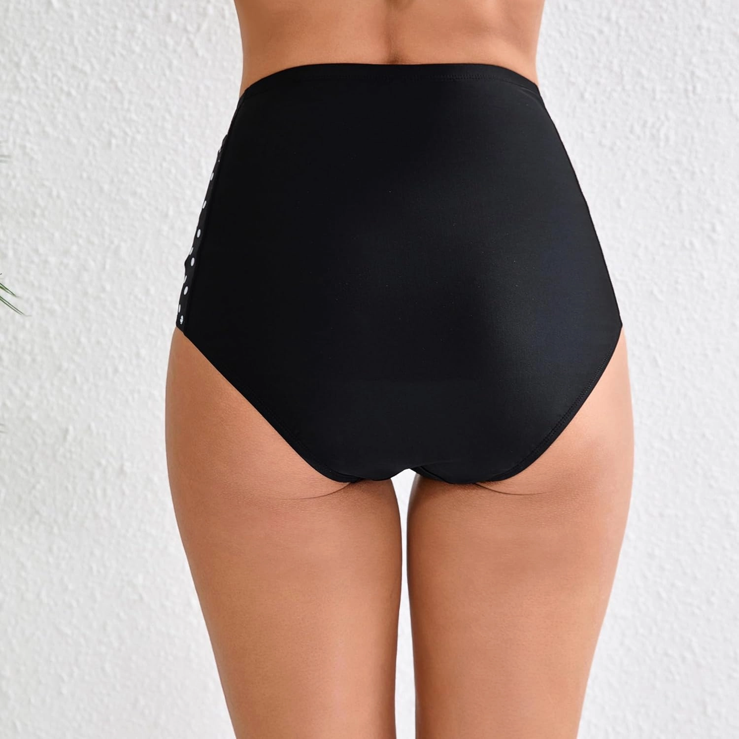 Halcurt Women's Cross High Waisted Bikini Bottoms Full Coverage Swimsuit Bottoms