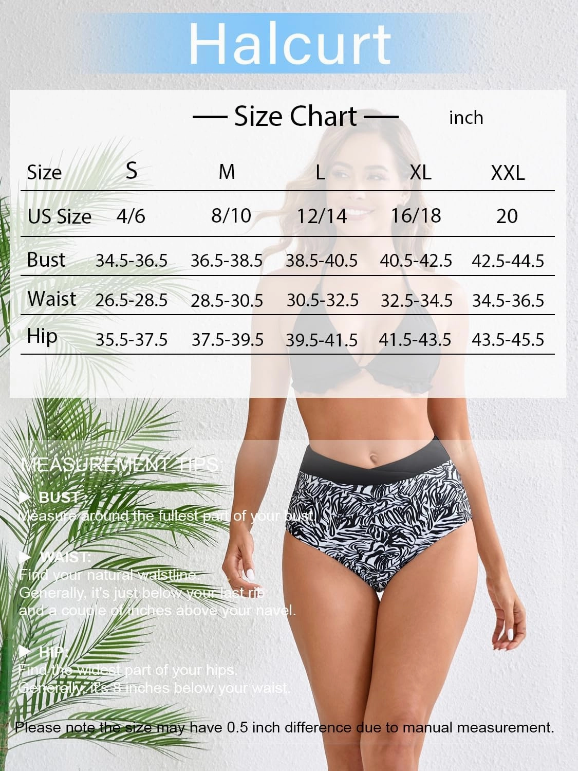 Halcurt Women's Cross High Waisted Bikini Bottoms Full Coverage Swimsuit Bottoms