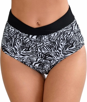 Halcurt Women's Cross High Waisted Bikini Bottoms Full Coverage Swimsuit Bottoms