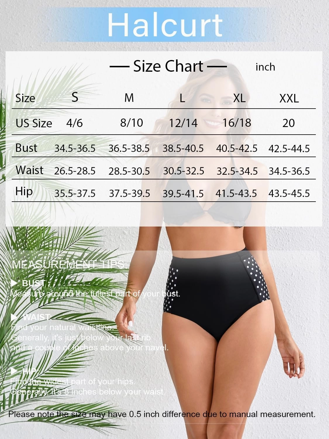 Halcurt Women's Cross High Waisted Bikini Bottoms Full Coverage Swimsuit Bottoms