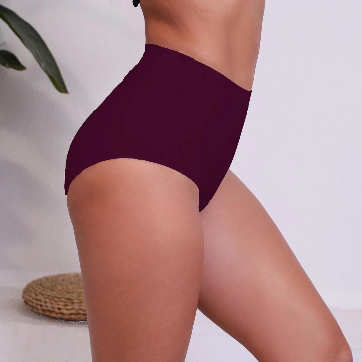 Halcurt Women's High Waisted Swim Bottoms Swimsuit Full Coverage Bikini Bottoms