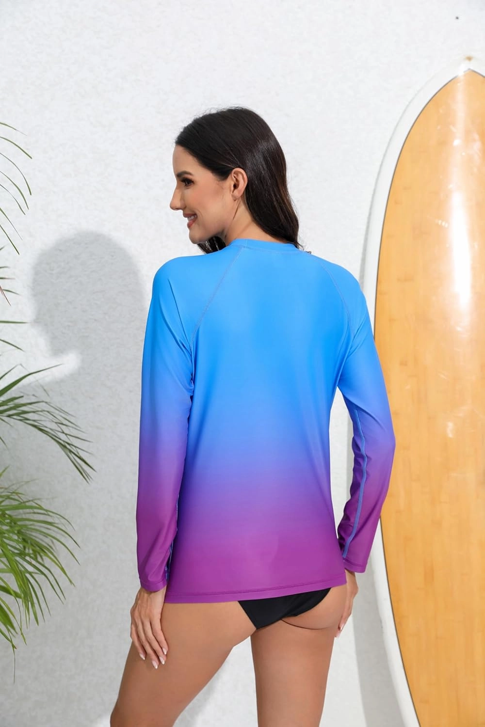 Halcurt Women's Long Sleeve Rash Guard Swim Top UPF50  SPF Sun Protection Swimsuit Quick Dry Bathing Suit