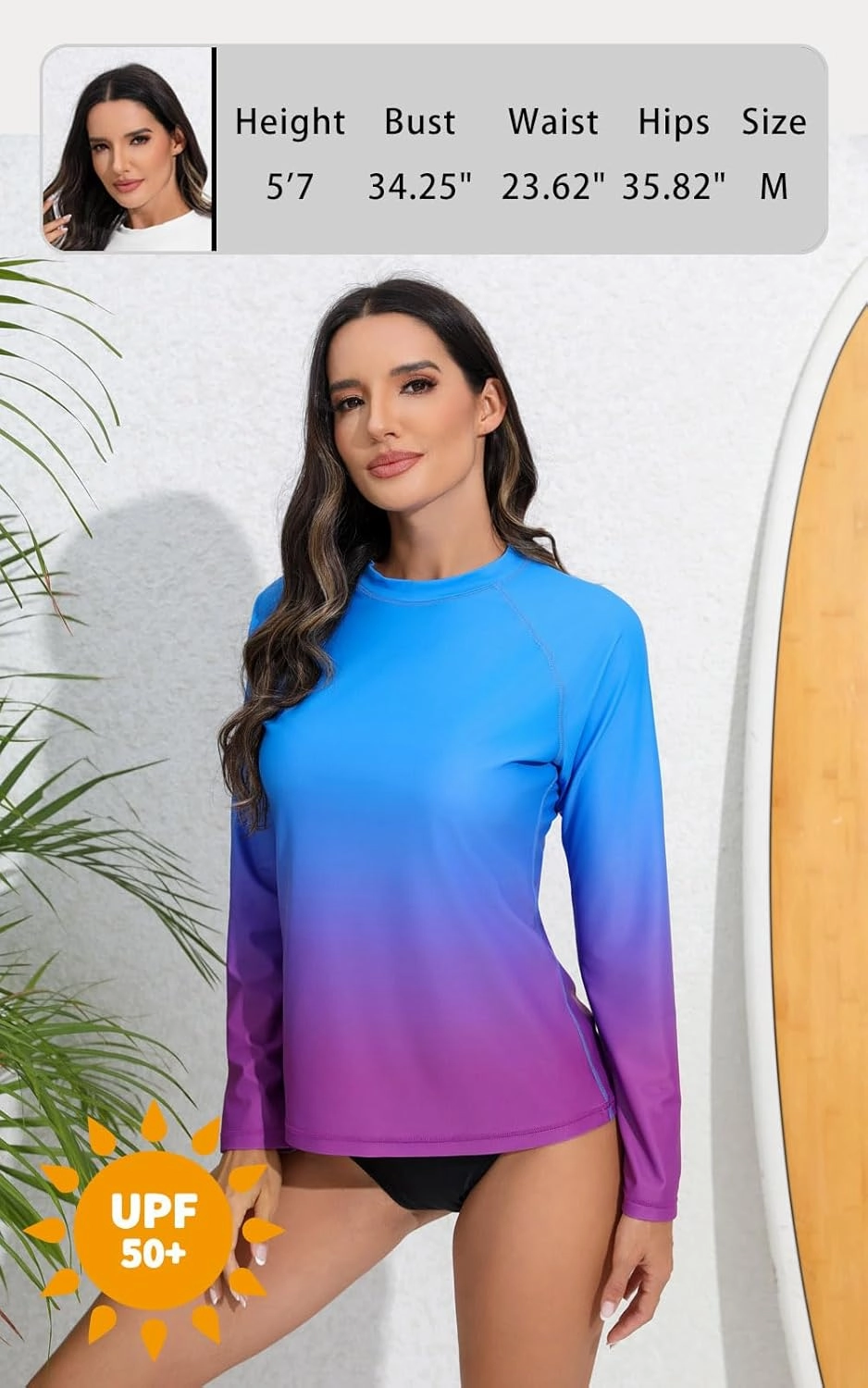 Halcurt Women's Long Sleeve Rash Guard Swim Top UPF50  SPF Sun Protection Swimsuit Quick Dry Bathing Suit