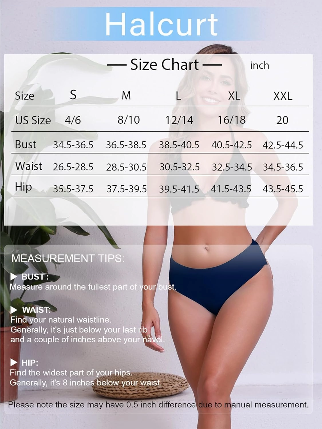 Halcurt Women's Mid Waisted Bikini Swimsuit Bottoms Full Coverage Swim Bottoms