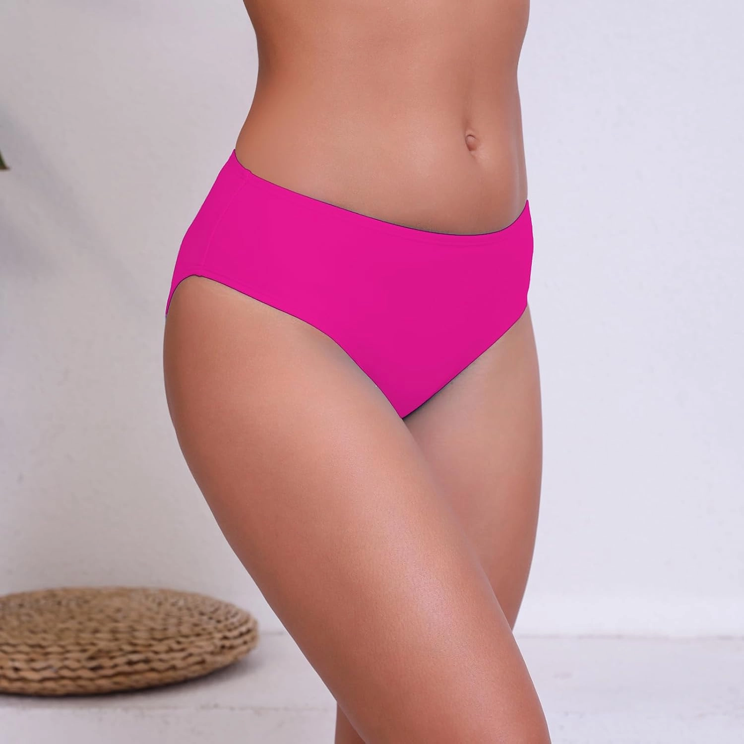 Halcurt Women's Mid Waisted Bikini Swimsuit Bottoms Full Coverage Swim Bottoms