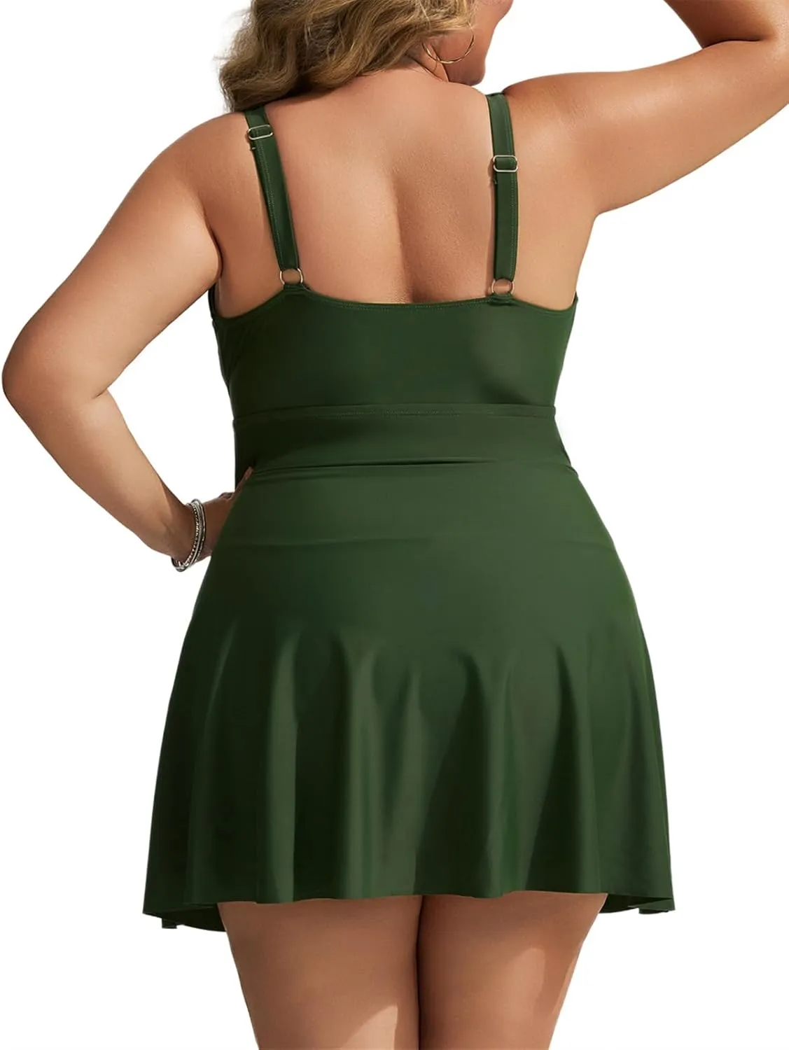 Hanna Nikole Women Plus Size Swimdress One Piece Swimsuit Tummy Control Twist Front Bathing Suit Ruched Skirted Swimwear